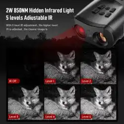 4K HD Digital Night Vision Binocular with 3.0" LCD Screen 5X Optical 3X Digital Zoom 300M 5 Levels IR alternate view