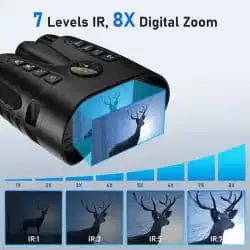 4K Infrared Night Vision Binocular with 3.2" TFT Screen 36MP 8X Digital Zoom 400M 7 Levels IR Night Vision Binos with Flashlight and Compass for Wild Hunt - Image 3