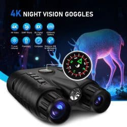 4K Infrared Night Vision Binocular with 3.2" TFT Screen 36MP 8X Digital Zoom 400M 7 Levels IR Night alternate view