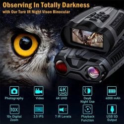 4K UHD Digital Night Vision Binocular with 3.5" IPS Screen 58MP 10X Digital Zoom 7 Levels IR Binocular Night Vision Device for Night Walk - Image 2