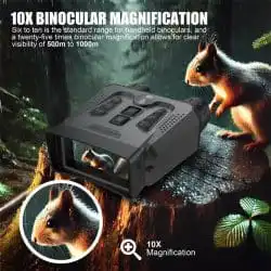 4K UHD Infrared Night Vision Binoculars with 3.0" IPS Display 10X Digital Zoom 9 Levels IR Vision Night Binoculars for Forest Patrol - Image 5