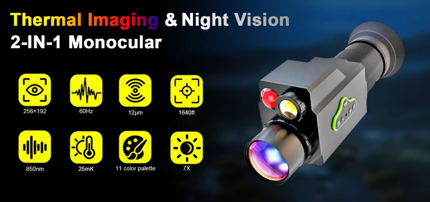 Full Color 256192px 60Hz 11Color Palettes 2-IN-1 Thermal Imaging Monocular (10)