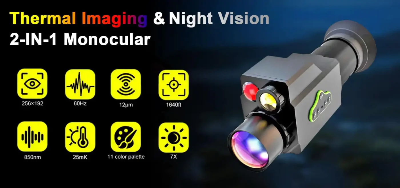 Full Color 256192px 60Hz 11Color Palettes 2-IN-1 Thermal Imaging Monocular (10) Full Color 256192px 60Hz 11Color Palettes 2-IN-1 Thermal Imaging Monocular (10)