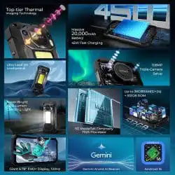 OUKITEL WP61 Ultra 5G Thermal Rugged Phone with 20000mAh Battery, MTK Dimensity 7025, 12GB+512GB, 108MP + 8MP Night Vision + 32MP Front Cameras - Image 2