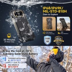 Ulefone Armor 27T Pro+ 5G Thermal Rugged Phone with 10600mAh Battery, MediaTek Dimensity 6300, 12GB+256GB, 50MP + 64MP Night Vision Cameras - Image 8