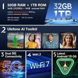 Ulefone Armor 28 Ultra Thermal Rugged Phone with 16GB+1TB Storage, 10600mAh Battery, MediaTek Dimensity 9300+ Processor, 640×512 Thermal Imaging - Image 2